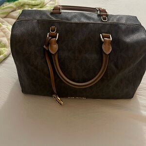Brown and Black Monogram Kirby Satchel Bag